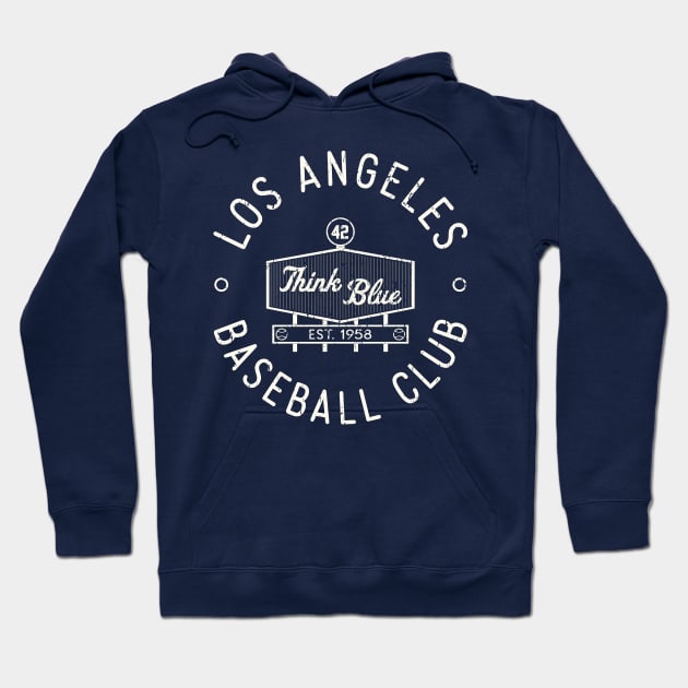 Retro LA Baseball Club Stadium Logo (White) Hoodie by Double-Double Designs